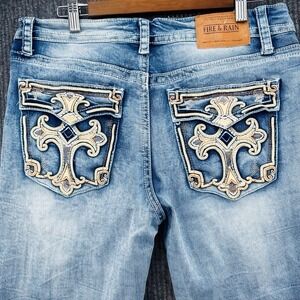 Y2K Embellished Jeans Cross Pocket Denim 36x32 Miss Me Style Western